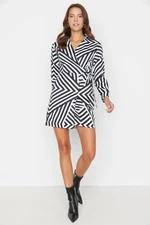 Trendyol Black Geometric Patterned Shirt Collar Woven Dress