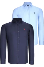 DUAL SET G725 DEWBERRY MENS SHIRT-NAVY BLUE-BLUE