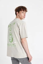 DEFACTO Oversize Wide Pattern Crew Neck Back Printed Short Sleeve T-Shirt