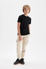 DEFACTO Boy Printed Elastic Waist Leg Pocket Thick Jogger School Sweatpants