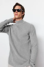 Trendyol Open Unisex Fitted Cotton Half Turtleneck Plain Knit Sweater