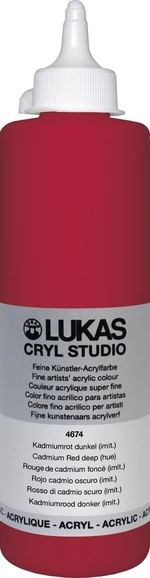 Lukas Cryl Studio Plastic Bottle Acrylic Paint Cadmium Red Deep Hue 500 ml 1 pieza