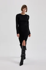 DEFACTO Fitted Slit Shiny Fabric Knitwear Midi Skirt