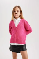 DEFACTO Girl V Neck Knitted Cardigan