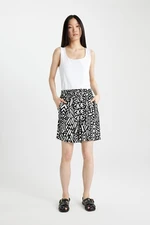 DEFACTO High Waist Patterned Wide Leg Viscose Shorts