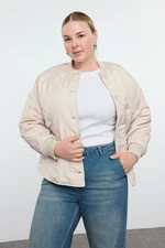 Trendyol Curve Beige Loose Fit Patterned Quilted Bomber Coat