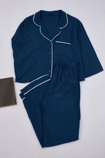 Trendyol Navy Blue Viscose Woven Pajama Set