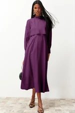 Trendyol Dark Purple Aller Piece Detailed Woven Dress