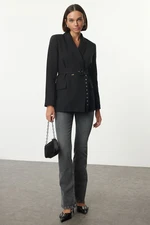 Trendyol Black Belted Regular Blazer Jacket