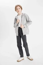 DEFACTO Boy's Straight Leg Elastic Waist Pocket Anthracite Gabardine School Trousers