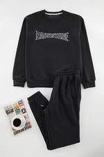 Trendyol Anthracite Oversize / Wide Cut Text Printed Tracksuit