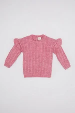 DEFACTO Baby Girl Crew Neck Knitwear Pink Sweater