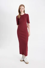 DEFACTO Bodycon Crew Neck Ribbed Camisole Short Sleeve Maxi Dress