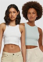 Dámský Cropped Rib Top - 2 Pack mint+bílé