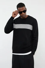 Trendyol Black Regular Crew Neck Color Block Knitwear Sweater