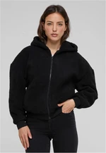 Women's Oversized Sweatshirt Sherpa Zip Hoody Black