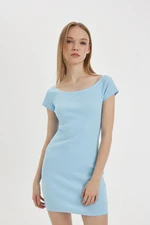 DEFACTO Cool Bodycon Strapless Ribbed Camisole Short Sleeve Mini Dress