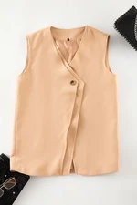 Trendyol Beige Double Breasted Woven Vest