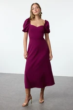 Trendyol Plum A-Line Gathered Sleeve Woven Dress