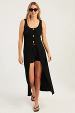 Cool & Sexy Women's Black Deep Slit Camisole Maxi Dress