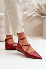 Women's Ballerinas With Pointed Toes And Intertwined Straps Burgundy Violra