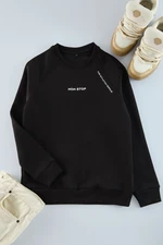 Trendyol Black Regular/Normal Cut Raglan Sleeve Text Printed Sweatshirt