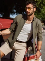 Pánská bavlněná košile Ombre REGULAR FIT s kapsou - khaki