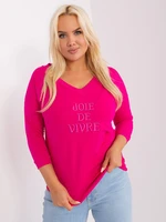 Fuchsia women's plus size neckline blouse