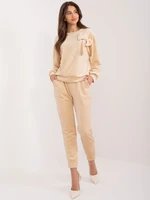 Beige women's velvet set