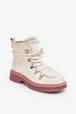 Patent leather women's ankle boots Trapper GOE White