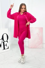 3-piece set of sweatshirt, top and leggings in fuchsia color