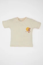 DEFACTO Baby Boy Crew Neck Printed Short Sleeve T-Shirt