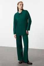 Trendyol Emerald Green Polo Neck Knitwear Bottom-Top Set