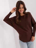 Dark brown women's oversize sweater made of viscose