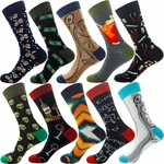 DOIAESKV New Spring Autumn Funny Socks Men Happy Fruit Socks Food Print Socks Cotton Men Dress Socks Striped Skateboard Socks