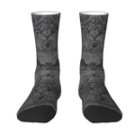 Novelty Print Halloween Witch Bats Socks for Women Men Stretch Summer Autumn Winter Gothic Halloween Lace Crew Socks