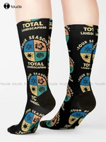 Four Seasons Total Landscaping Vintage Retro Gift Novelty Socks Hiking Socks Personalized Custom 360° Digital Print Gift Retro