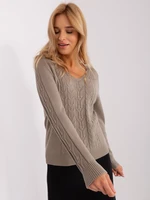 Dark beige women's sweater with braids