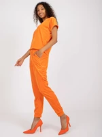 Orange velour set with V RUE PARIS NECKLINE