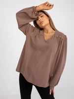 Dark beige lounge blouse with loose sleeves