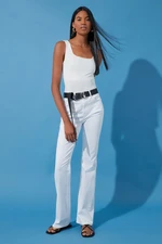 Trendyol White High Waist Flare Jeans