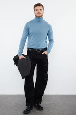 Trendyol Petrol FL Slim Turtleneck Plain Knitwear Sweater