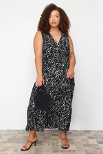 Trendyol Curve Black A-line Animal Patterned Maxi/Long Knitted Dress