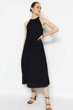 Trendyol Black Wide Cut Woven Halter Neck Maxi Woven Dress