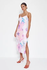 Trendyol Pink Woven Straps Satin Midi Woven Dress