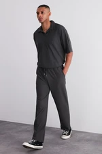 Trendyol Limited Edition Smoke / Wide Leg Textured Wrinkle-Free Hidden Drawstring Sweatpants