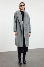 Trendyol Grey Collar Detailed Regular Woolen Midi Coat