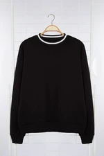 Trendyol Black Premium Oversize/Wide Cut Collar Knitwear Tape Detailed Sweatshirt