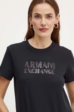 Bavlnené tričko Armani Exchange dámske, čierna farba, XW000060 AF10354