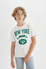 DEFACTO Boy's Crew Neck Printed Short Sleeve T-Shirt